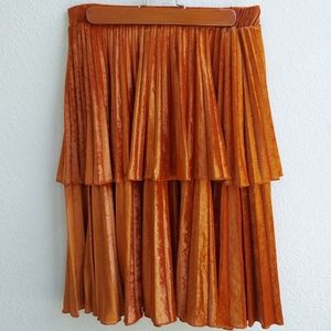 Vintage Velvet Pleated Tiered Skirt